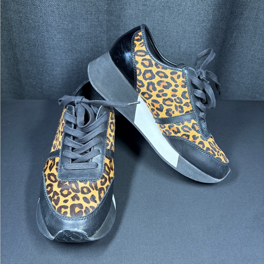 Donald J. Pliner Black and Tan Leopard Sneakers